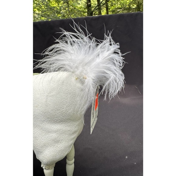 GERSON 13” White Christmas Deer Wood Legs Feather Tail Stunning S15 - Picture 6 of 10